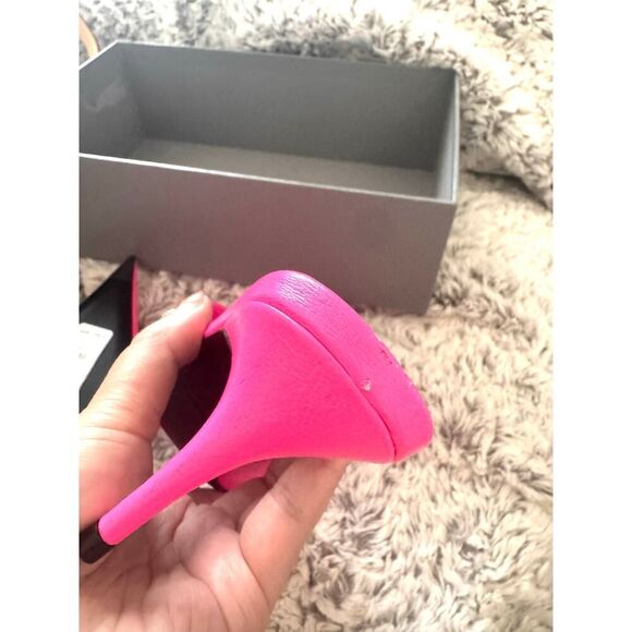 BALENCIAGA Agneau Arena Cagole 70mm Mules Pink 38/8B - Picture 10 of 10